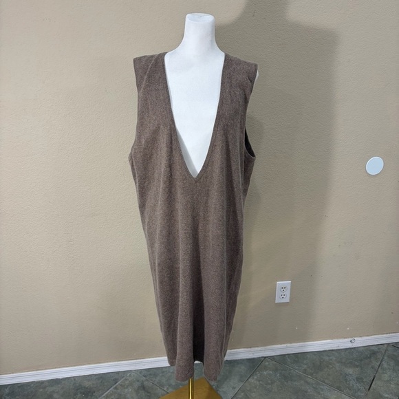 Outlander Dresses & Skirts - Outlander Sleeveless Low V Neck Lambwool Rabbit Hair Knit Tunic Dress Sz M